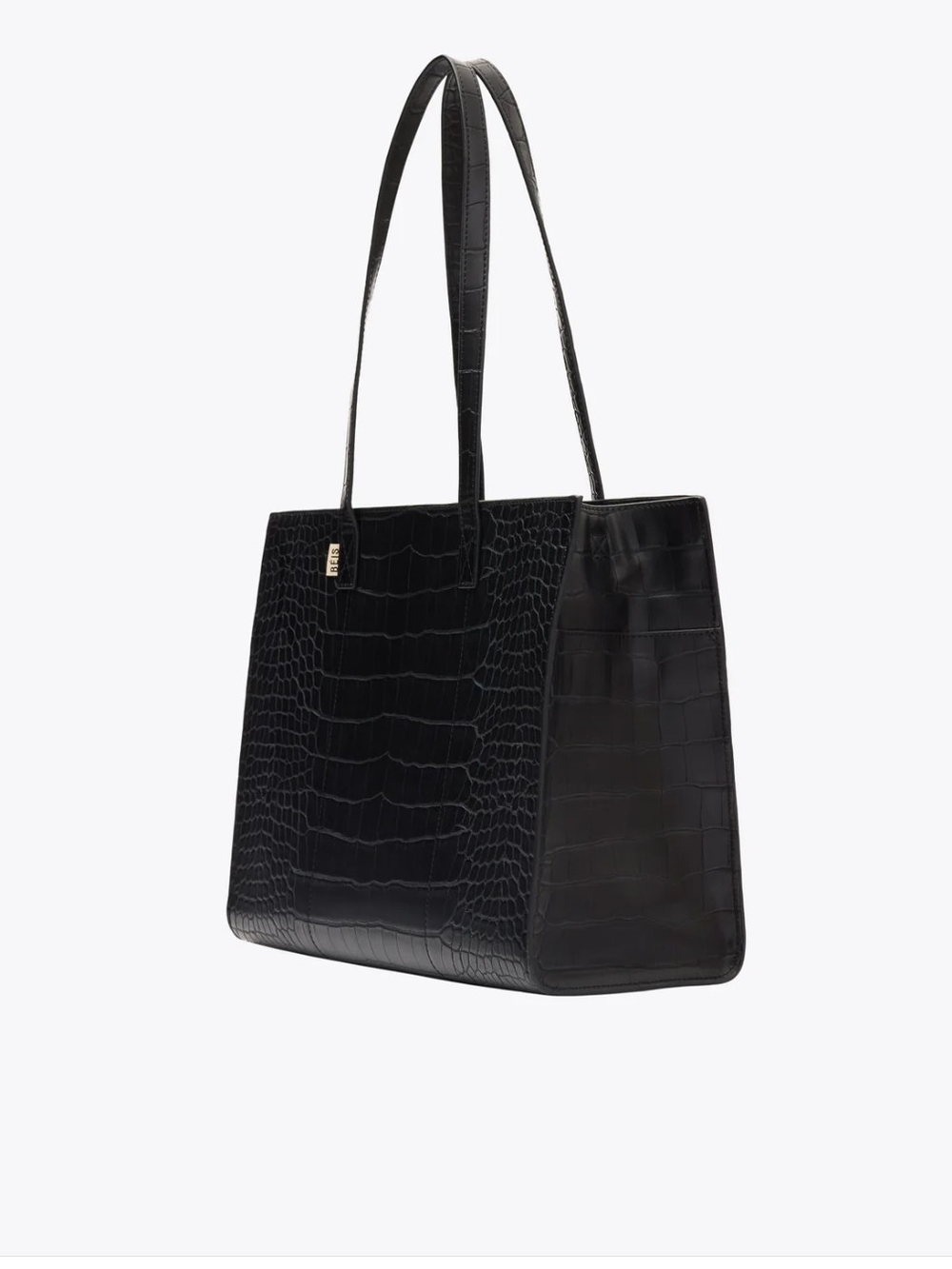 BEIS + 2 = Black Croc-Embossed Tote Laptop Bag Plus 2 Mesh Bags for Accessories